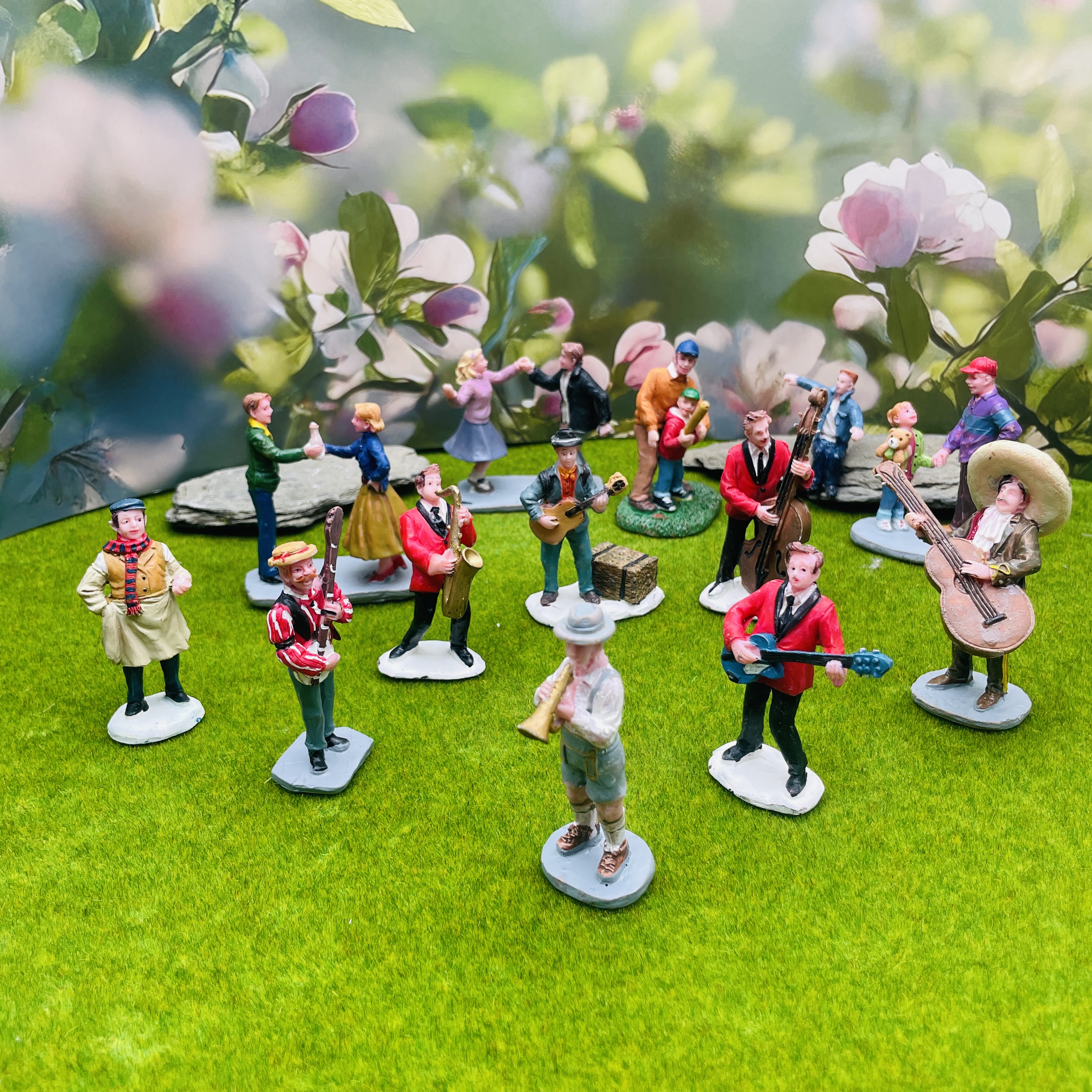 Vintage Fairy Figurines Collectible - Hand Painted Vintage Musician Band Mini