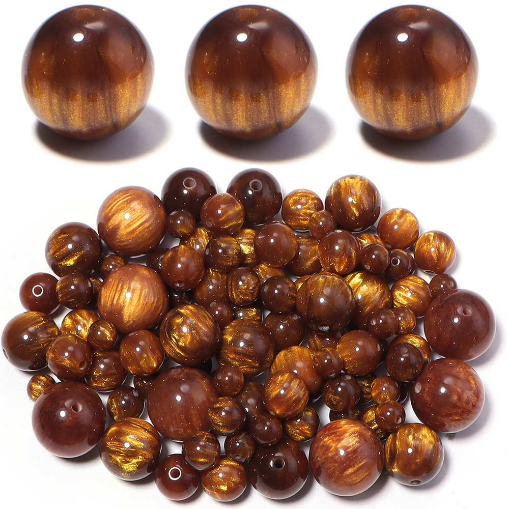 Vintage Necklace - 5-30pcs/lot 8-20mm Gilding Resin Beads Gold