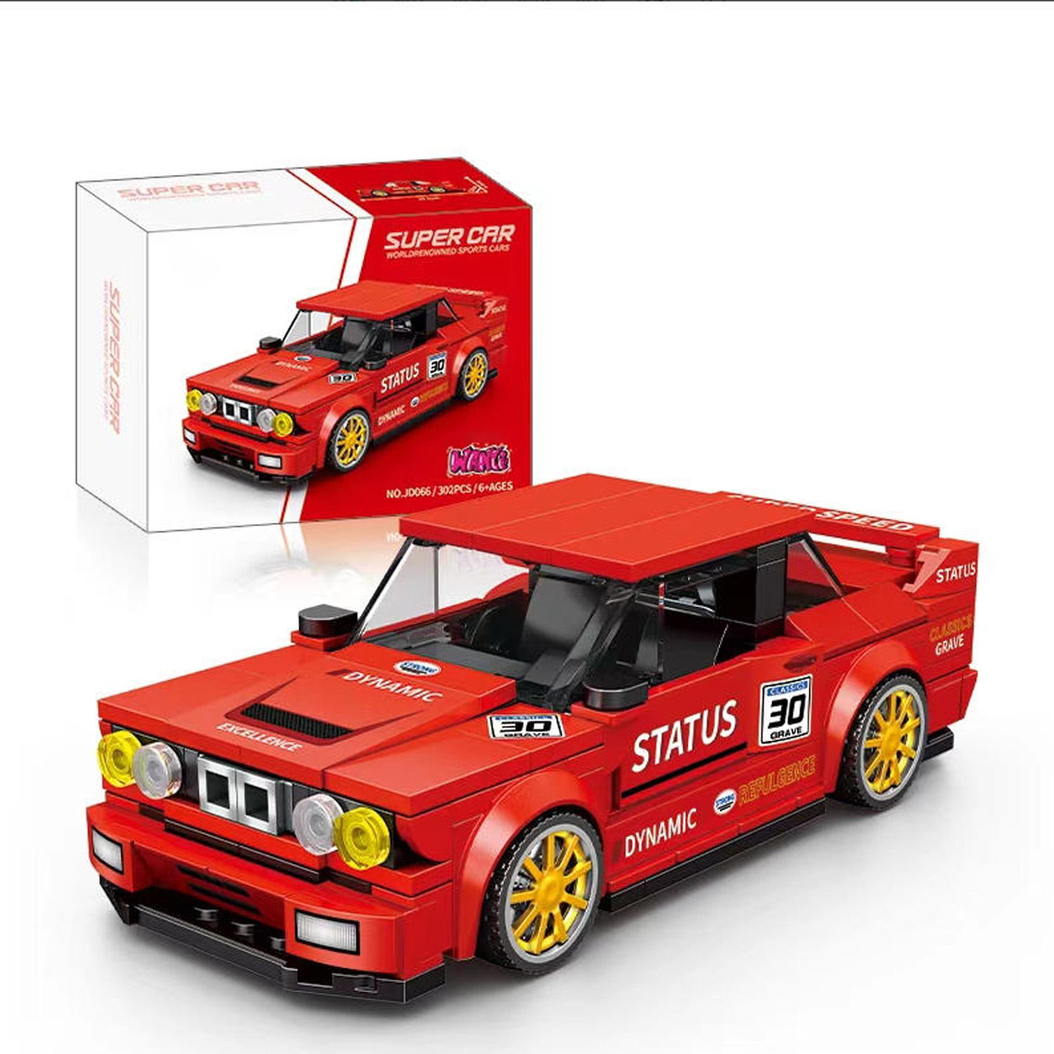 Vintage Collectible Toy Cars - 302PCS Red Classic Sports Car Building
