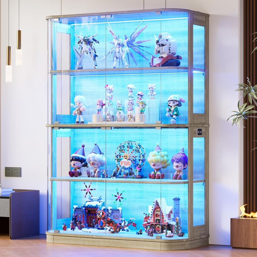 Collectible & Vintage Dolls For Christmas - 47.2 Glass-Door 4-Tier Display Cabinet with