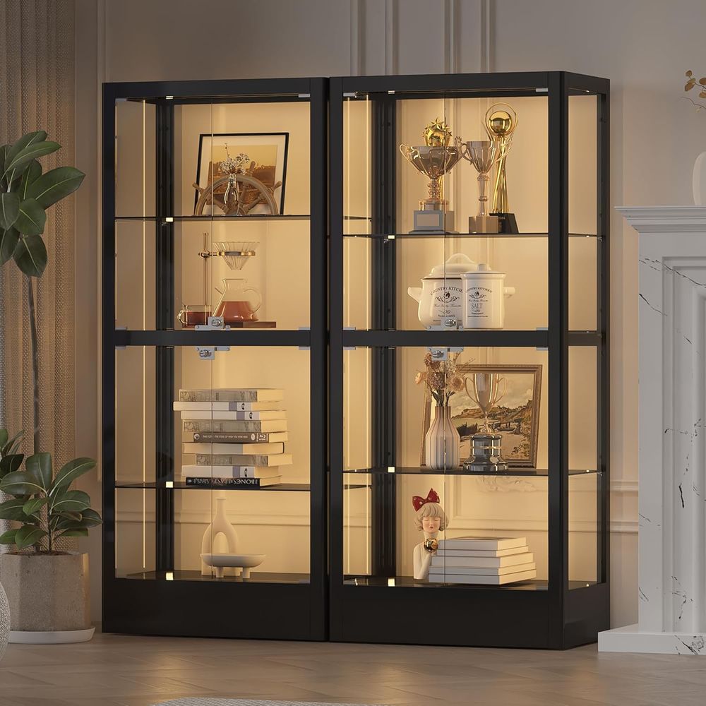 Collectible & Vintage Dolls For Christmas - 4-Sided Lockable Glass Display Cabinet with