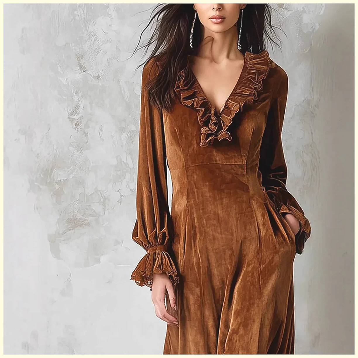 Vintage Velvet Maxi Dress V-Ne – обзор и цена Vintage Necklace