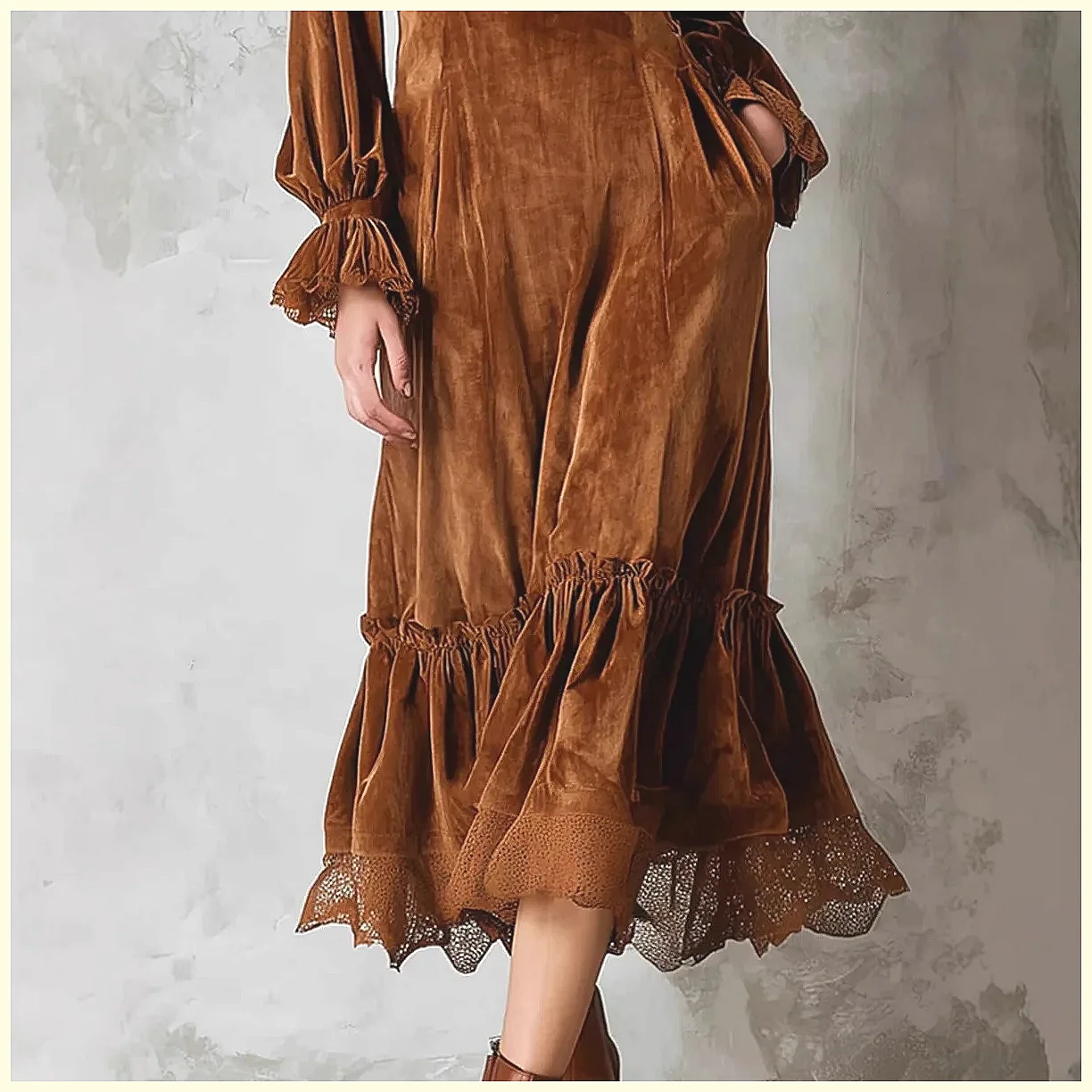 Vintage Velvet Maxi Dress V-Ne – обзор и цена Vintage Necklace