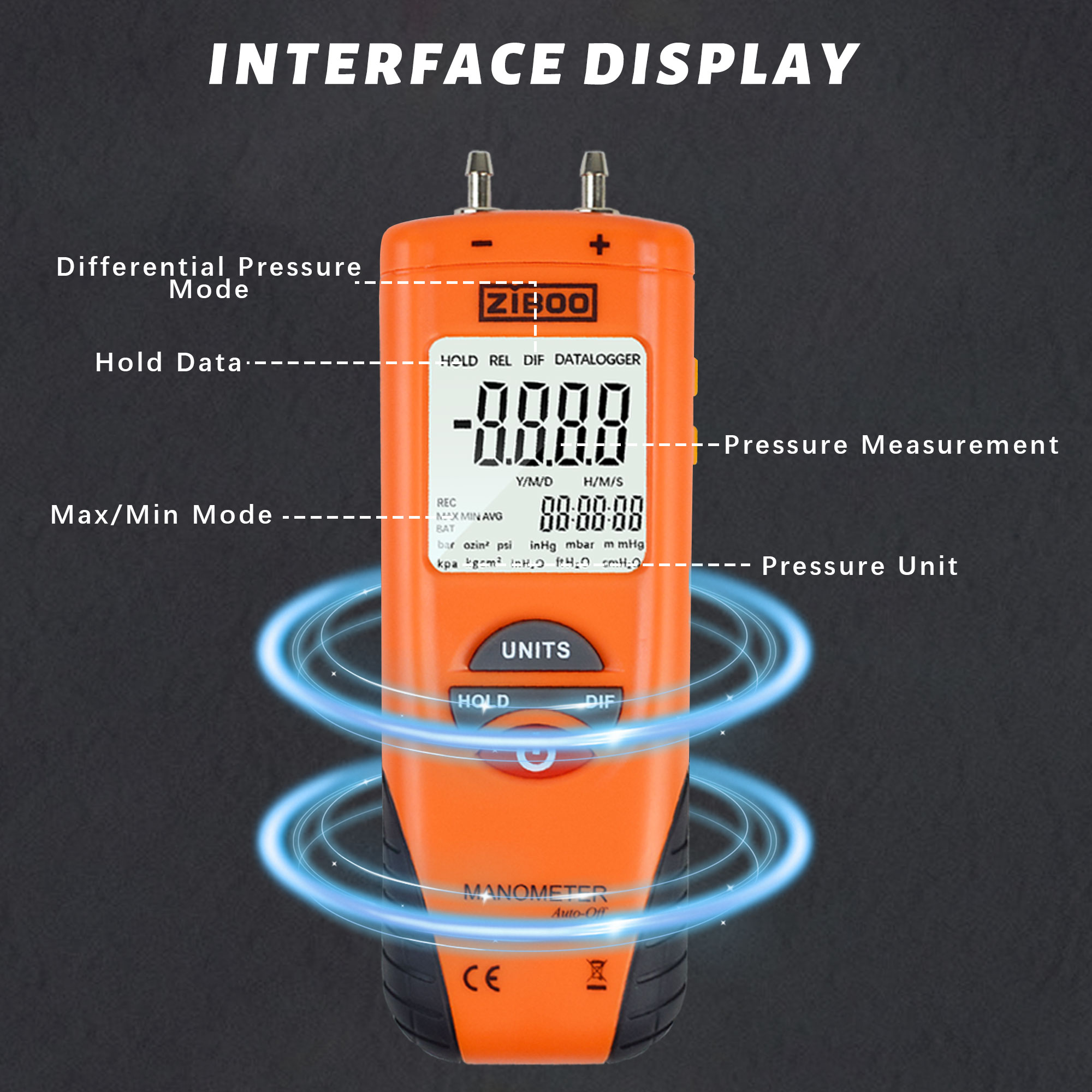 ZIBOO ET1013 Digital Manometer – обзор и цена Analog Meter Gauge