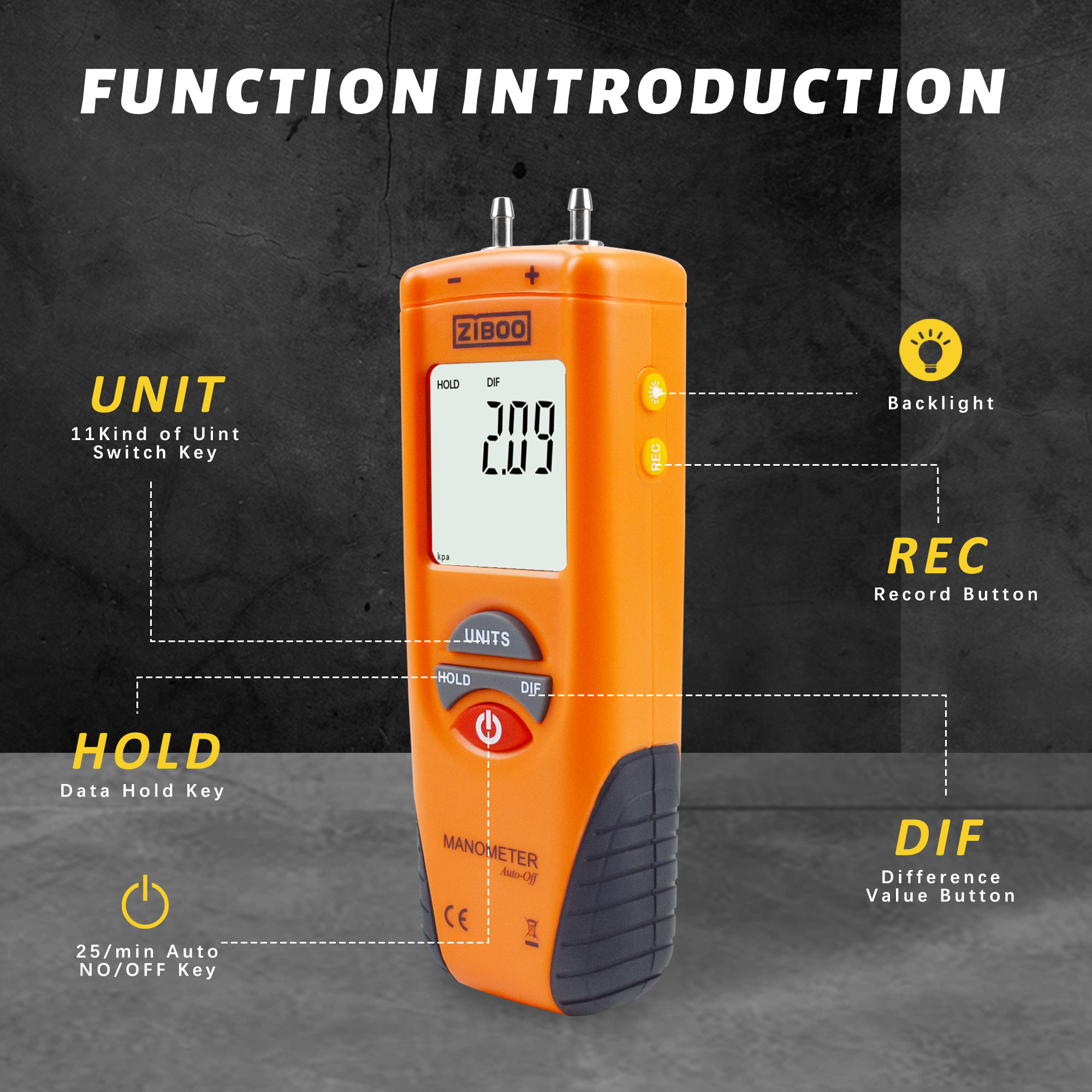 ZIBOO ET1013 Digital Manometer – обзор и цена Analog Meter Gauge