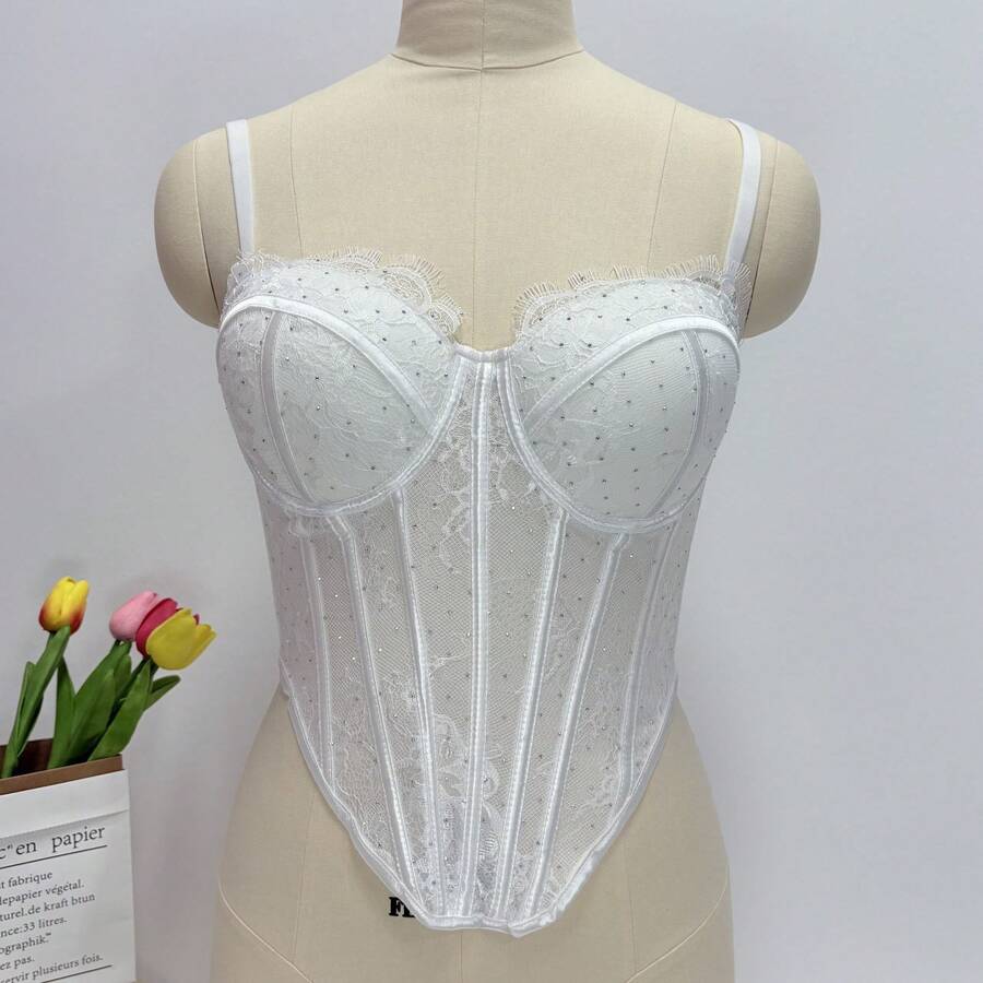 White Lace Rhinestone Corset T – обзор и цена Vintage Necklace