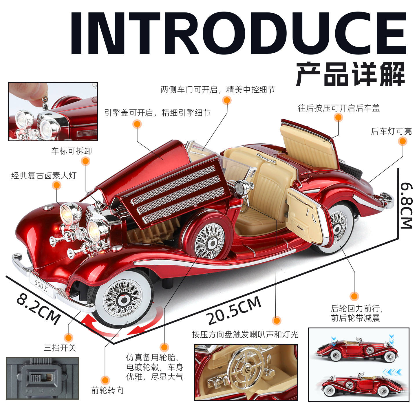 1:24 Alloy Vintage Car Model,  – обзор и цена Vintage Collectible Toy Cars